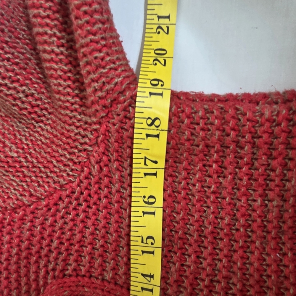 abercrombie & fitch cableknit fishermans crewneck sweater sz L wmns red nautical - Picture 8 of 11
